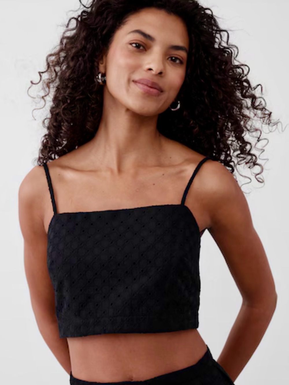 Banana Republic Black Eyelet Square-Neck Crop Cami